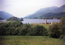 Glenfinnan Monument and Loch Shiel, from behind the Visitor Centre